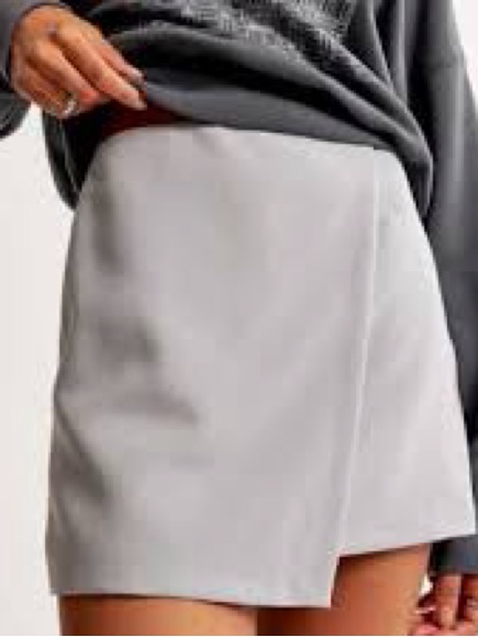 Abercrombie & Fitch Light Gray Mini Skirt With Subtle Front Slit